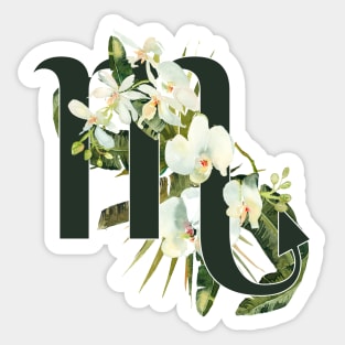 Scorpio Horoscope Zodiac White Orchid Design Sticker